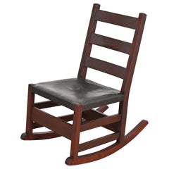 Used Gustav Stickley Mission Oak Arts & Crafts Sewing Rocking Chair, Circa 1900