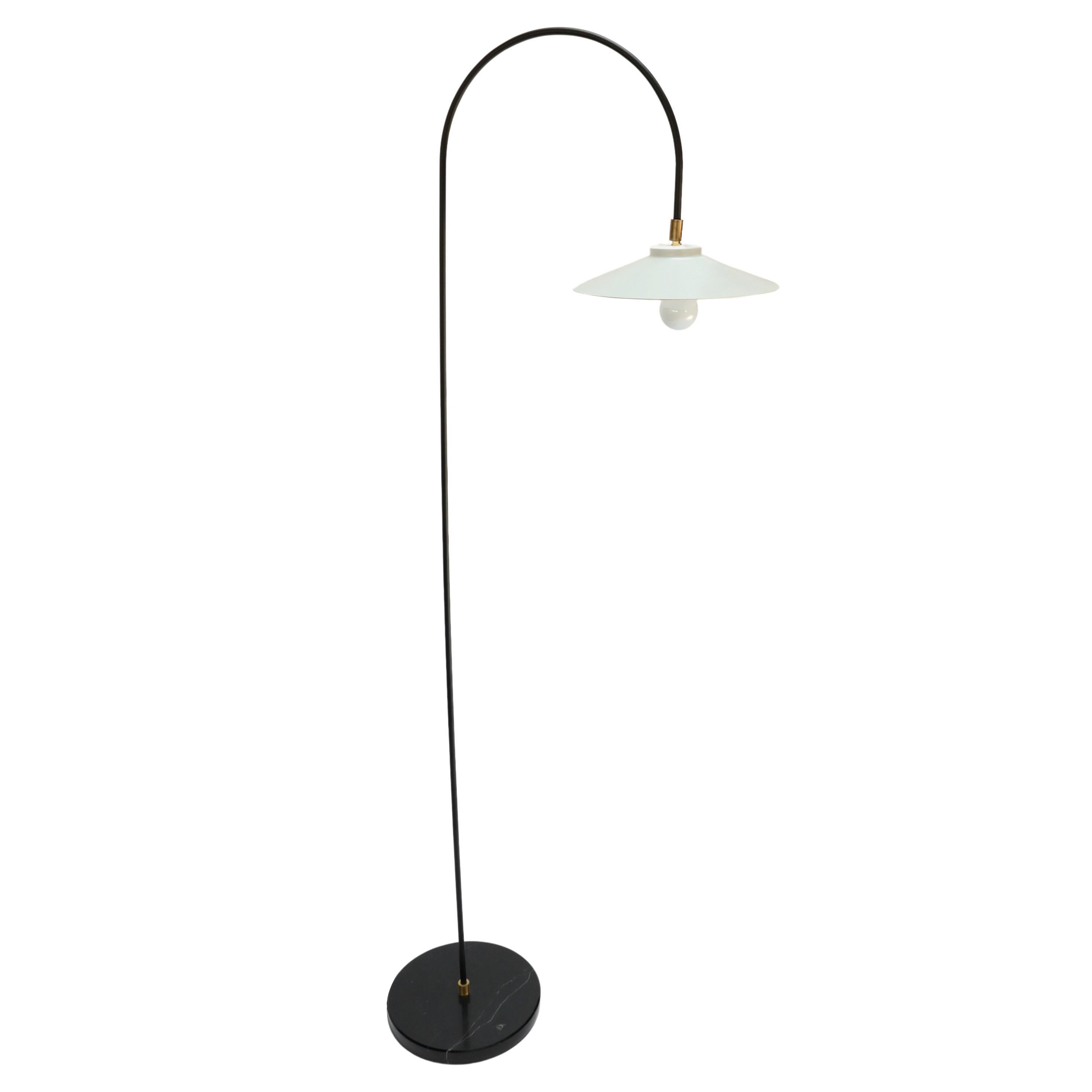 Custom Black & White Metal Mid Century Style Arch Floor Lamp By Adesso Imports For Sale