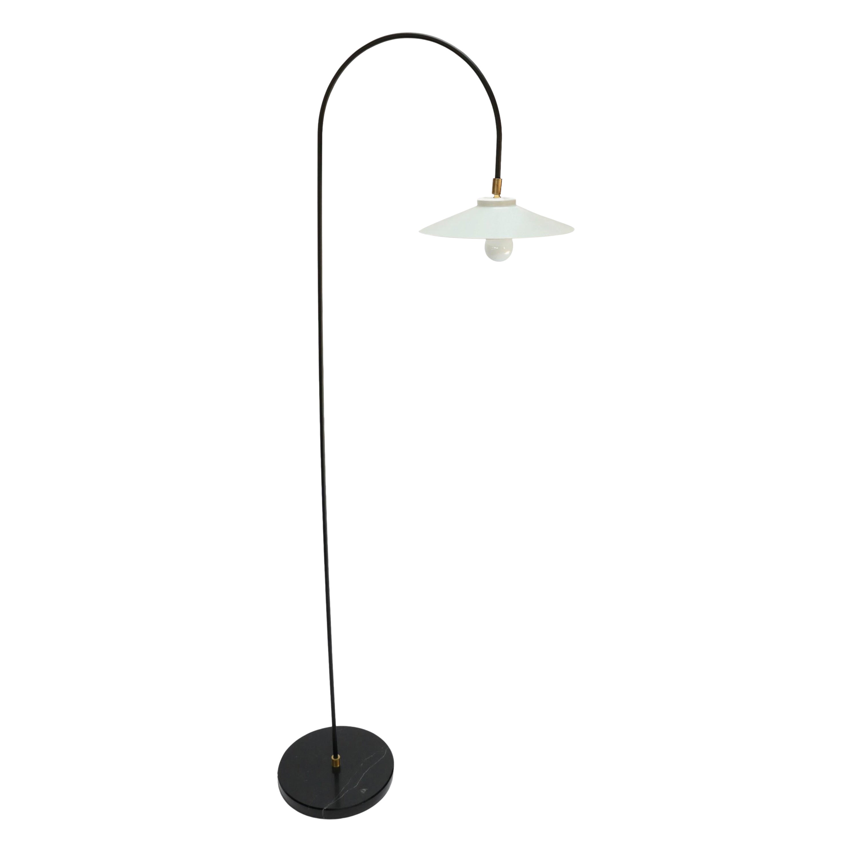 Custom Black & White Metal Mid Century Style Arch Floor Lamp By Adesso Imports For Sale