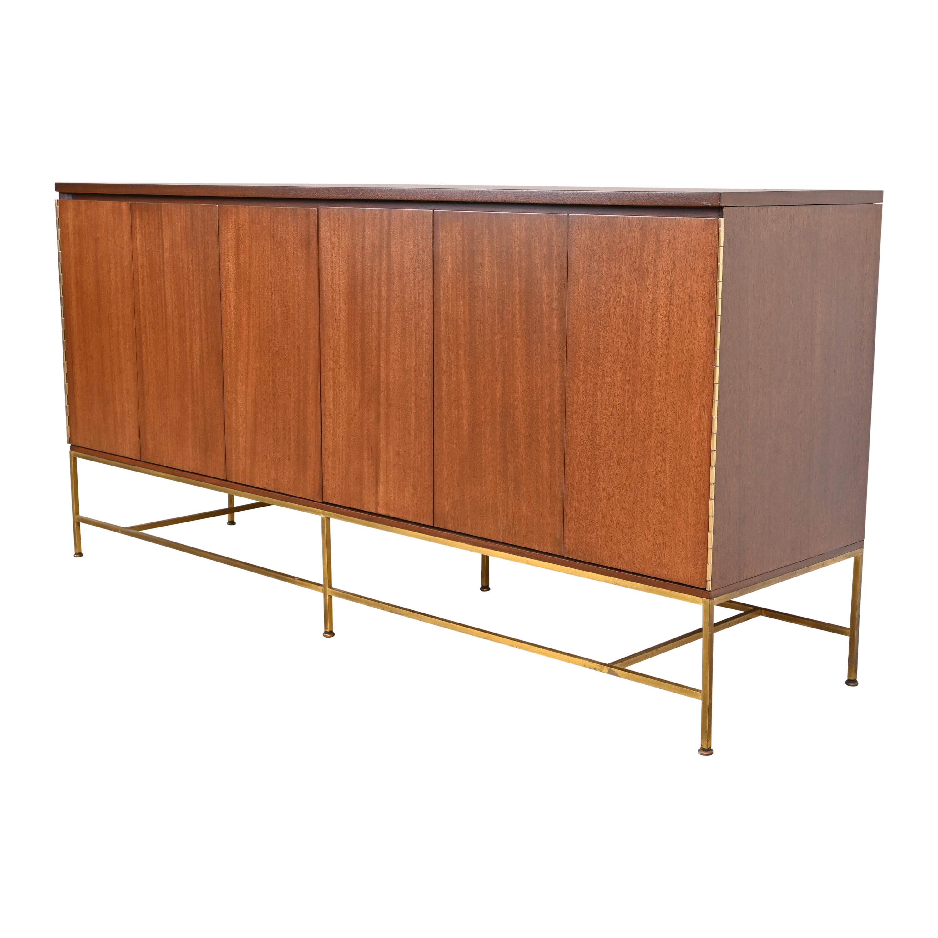 Paul McCobb Irwin Collection Mahogany and Brass Dresser or Credenza, Refinished For Sale