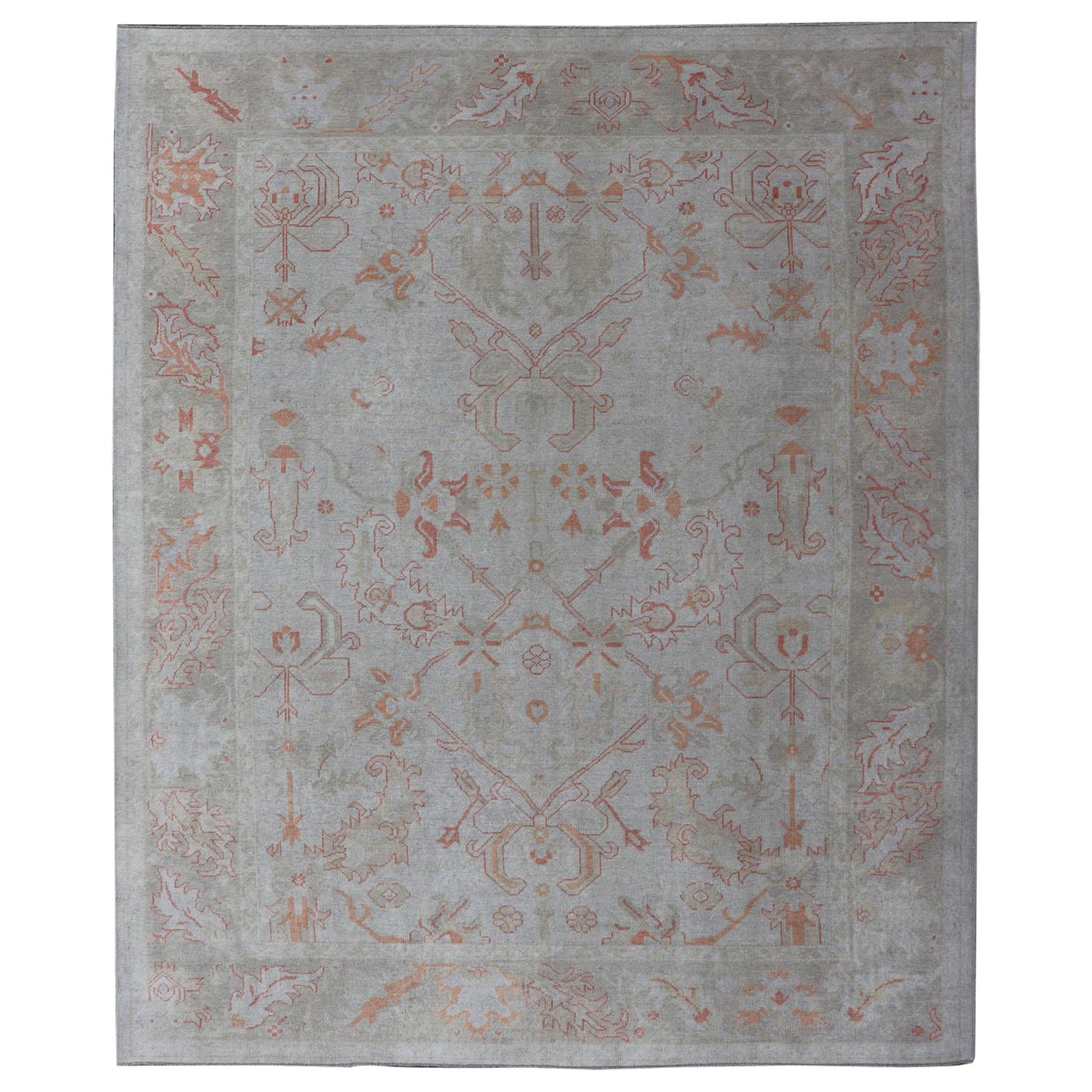 Turkish Oushak with Muted Color Palette and All-Over Design by Keivan Woven Arts