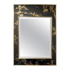 La Barge Eglomise Chinoiserie Mirror with Rare Black Background