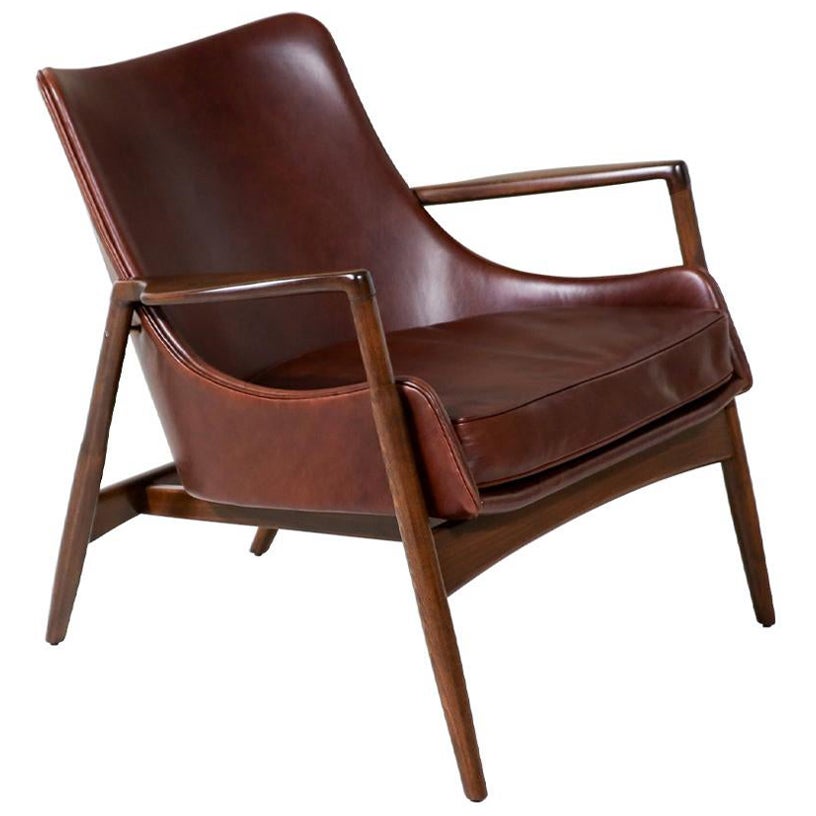Expertly Restored - Ib Kofod-Larsen Cognac Leather Lounge Chair for Selig