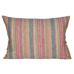 Luxury Irish Linen Pillow Gold Green Pink Stripes