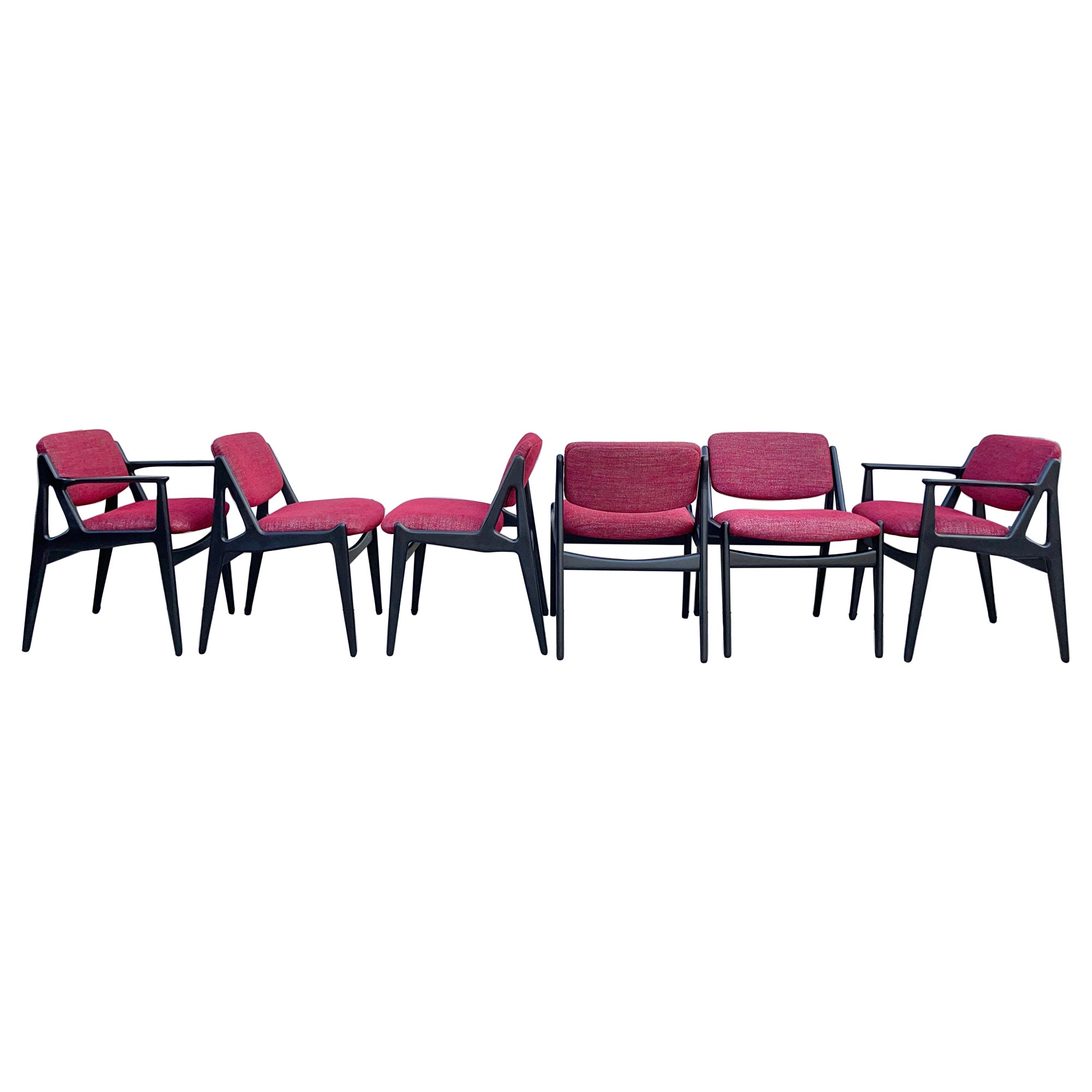 Set of Six Ella Tilt-Back Dining Chairs by Arne Vodder for Vamo Sonderborg For Sale