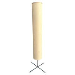 Lampada da terra di metà secolo in stile modernista svizzero, cromata e con paralume