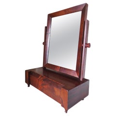 Antique Victorian Mahogany Vanity or Shaving Table Top Swivel Mirror. English Circa 1865