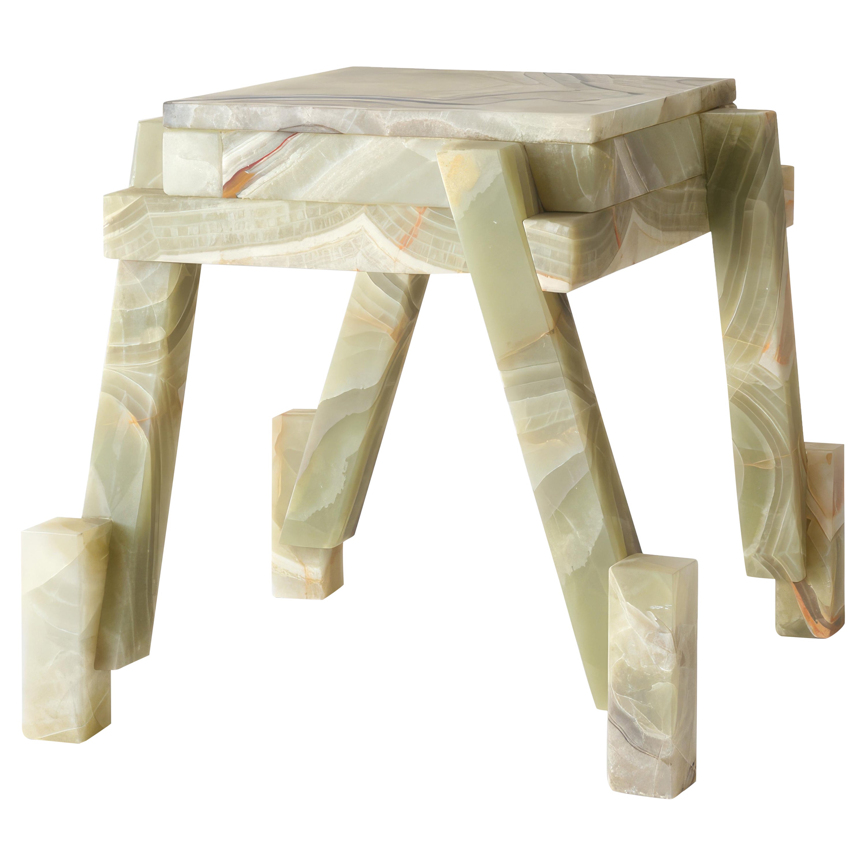 Lazaro Green Onyx Side Table by Ohla Studio For Sale