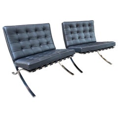 Pair Barcelona Chairs by Mies Van der Rohr for Knoll