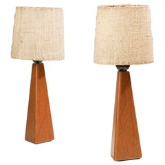 Vintage Set of Two Leather Table Lamps by Lisa Johansson-Pape for Orno, Mid-20th Century
