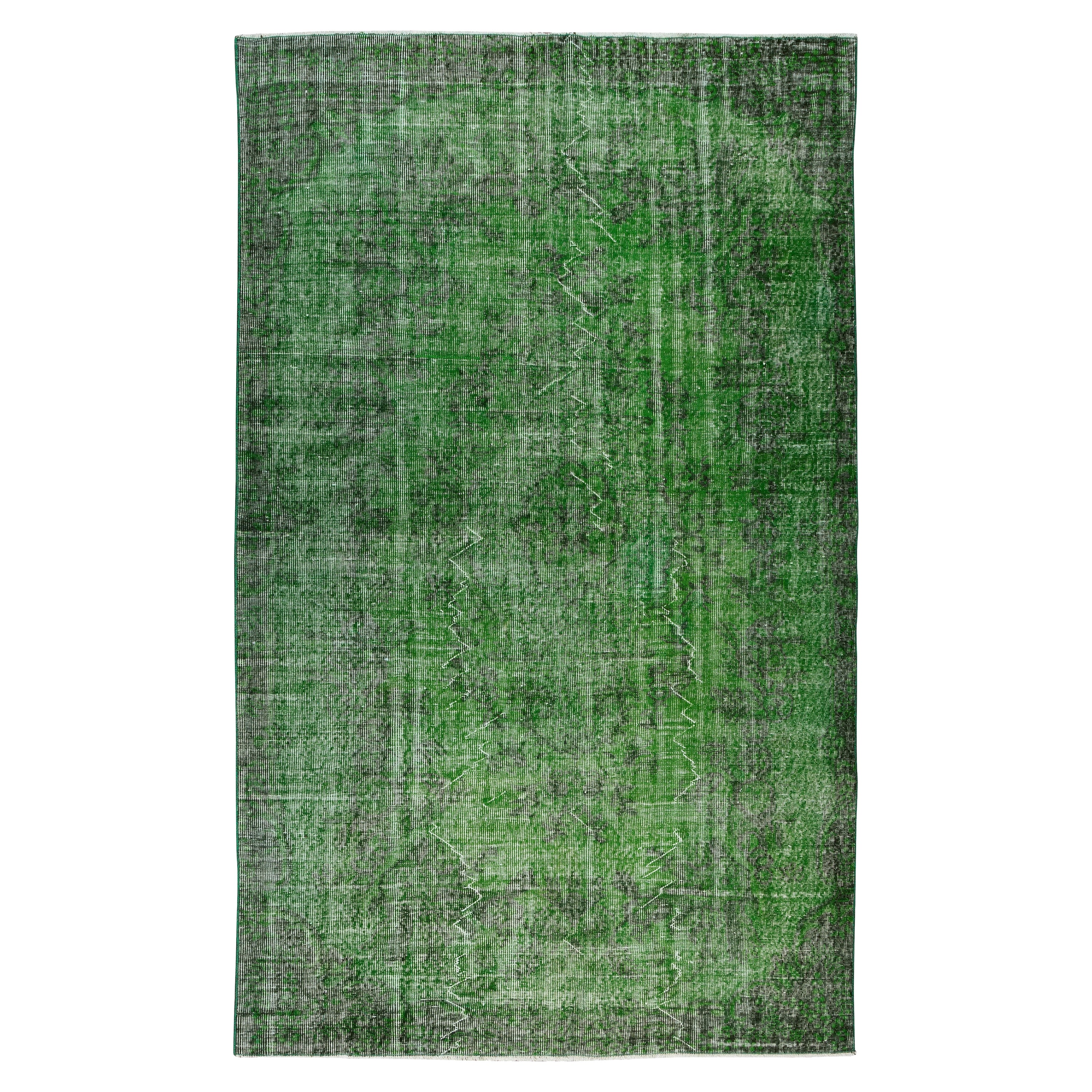 6x9.7 Ft Modern Green Area Rug, Decorative Handmade Turkish Re-Dyed  Wool Carpet For Sale