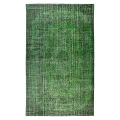 6x9.7 Ft Moderner grüner Teppich, dekorativer handgefertigter türkischer Re-Dyed-Teppich, modern  Wollteppich