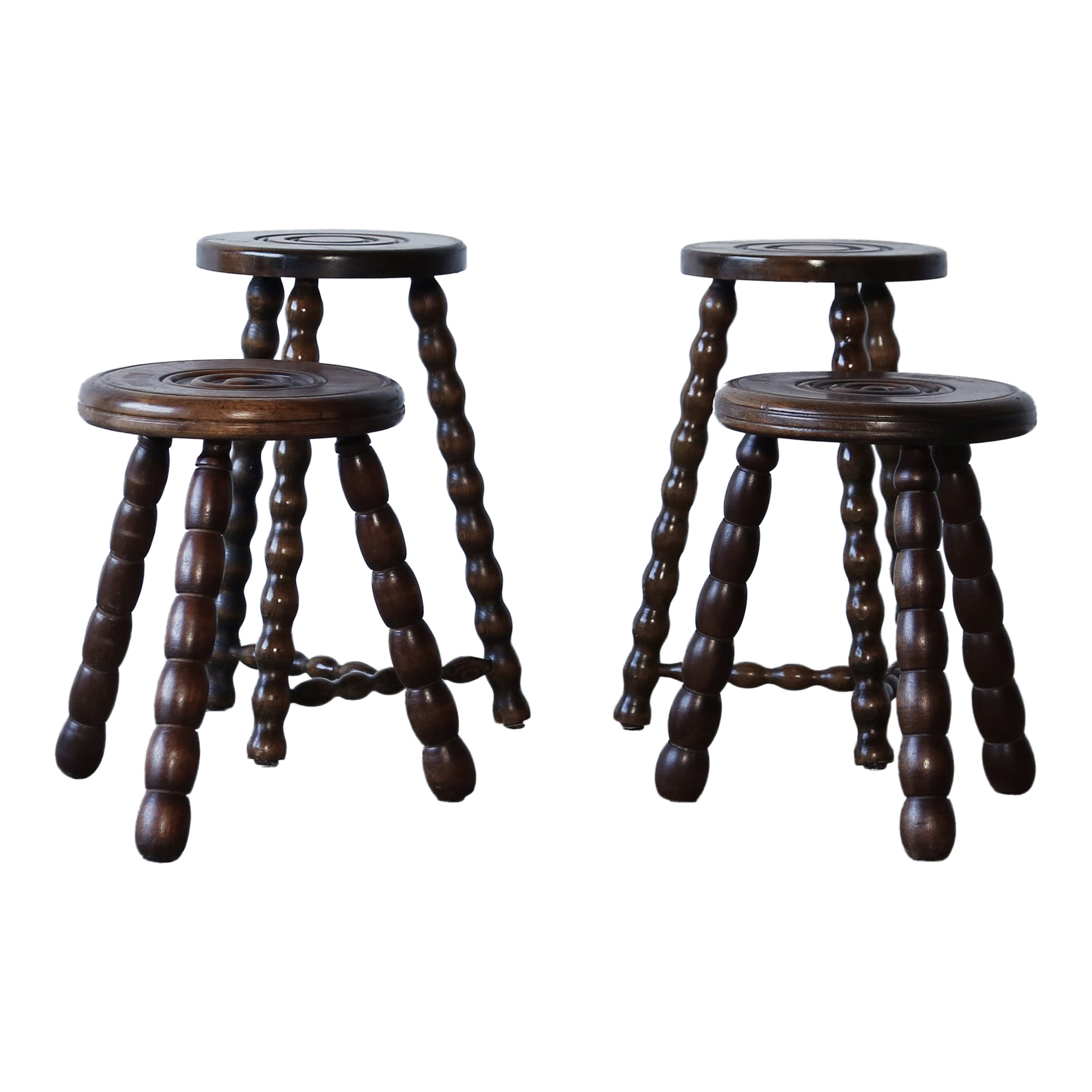 Charles Dudouyt Style Stools, France, 1950s