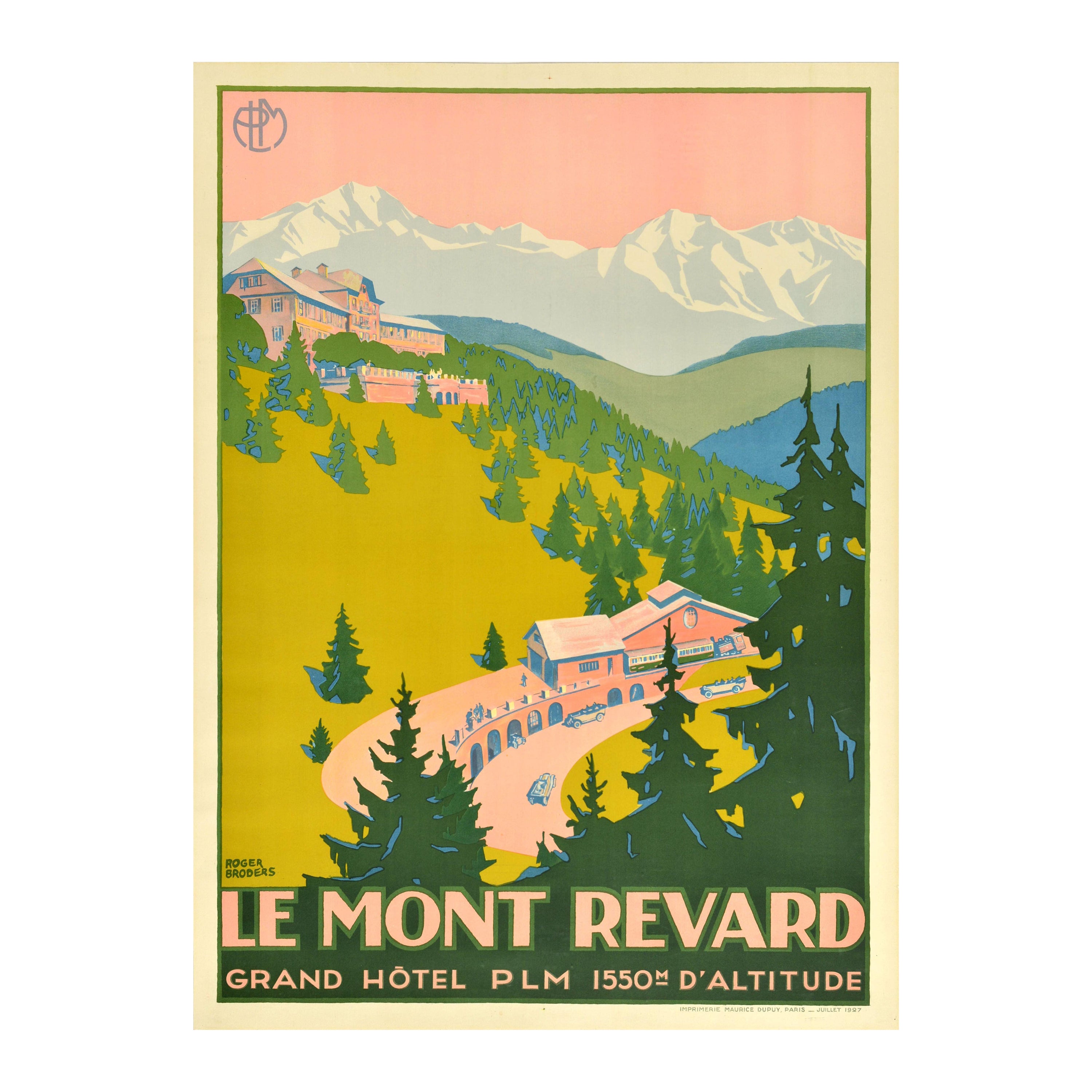 Affiche de voyage originale Le Mont Revard Grand Hotel PLM Roger Broders en vente