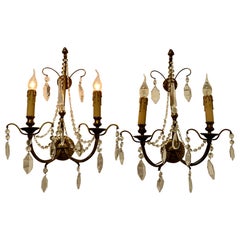 Antique A Magnificent Pair of French Wall Chandeliers   