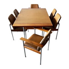 Sven Ivar Dysthe Dining Room Set, Chairs and Table in Cognac Leather and Walnut