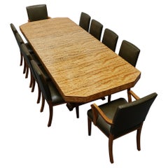 Art-Déco-Esstisch aus Seidenholz mit zehn Seater-Platten und zehn Stühlen von Waring & Gillow