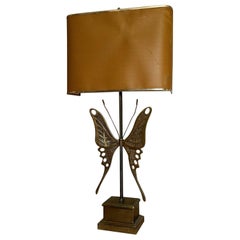 Lampe de table papillon en laiton du 20e siècle, 1950