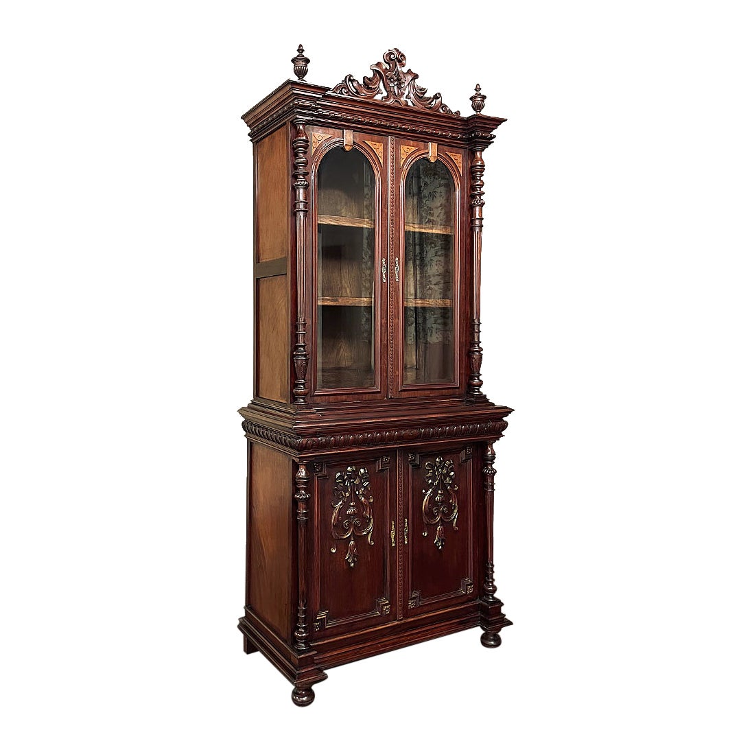 19th Century French Napoleon III Period Neoclassical Mahogany Bookcase For Sale