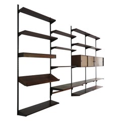 Kai Kristiansen MidCentury Scandinavian Dark Wood Shelves System Fm Møbler 1960s