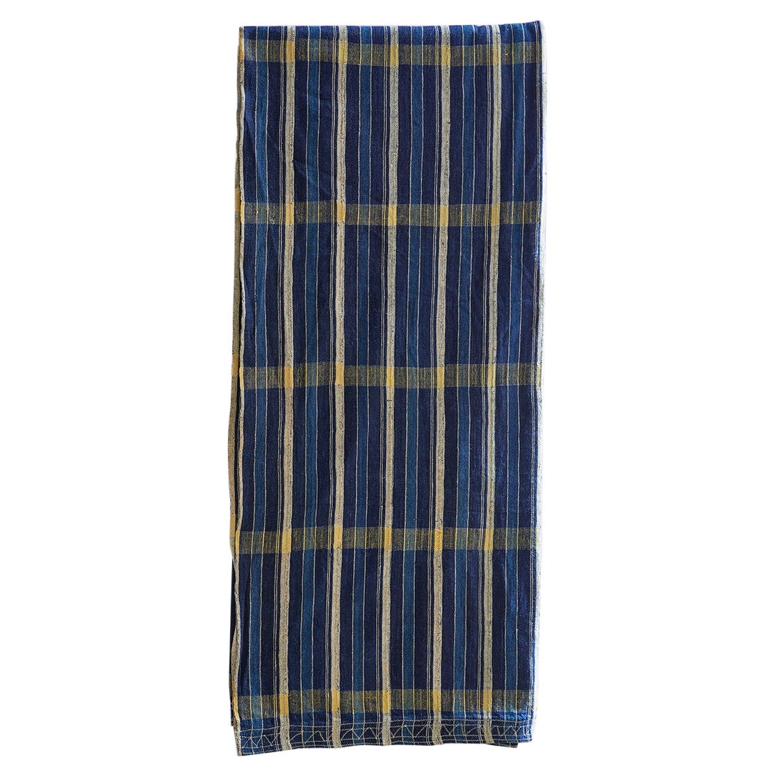 Vintage Men's Cloth in Blue and Yellow Stripes, Ivory Coast, 20th Century For Sale