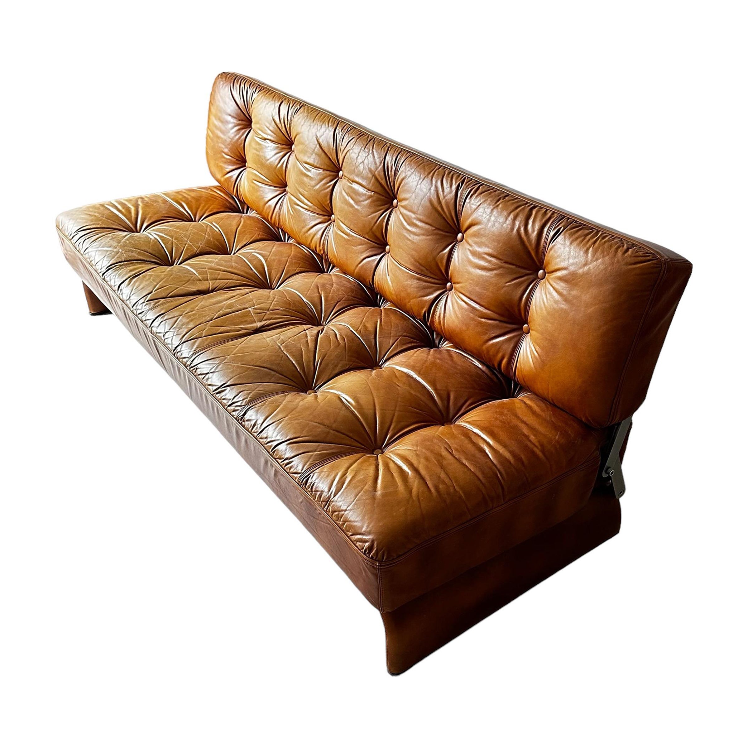 Johannes Spalt for Wittmann 'Constanze' Sofa in Cognac Leather For Sale