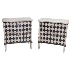 19th Century Italian Pair of Antique Arte Povera Pine Chests, Tuscan Nightstands