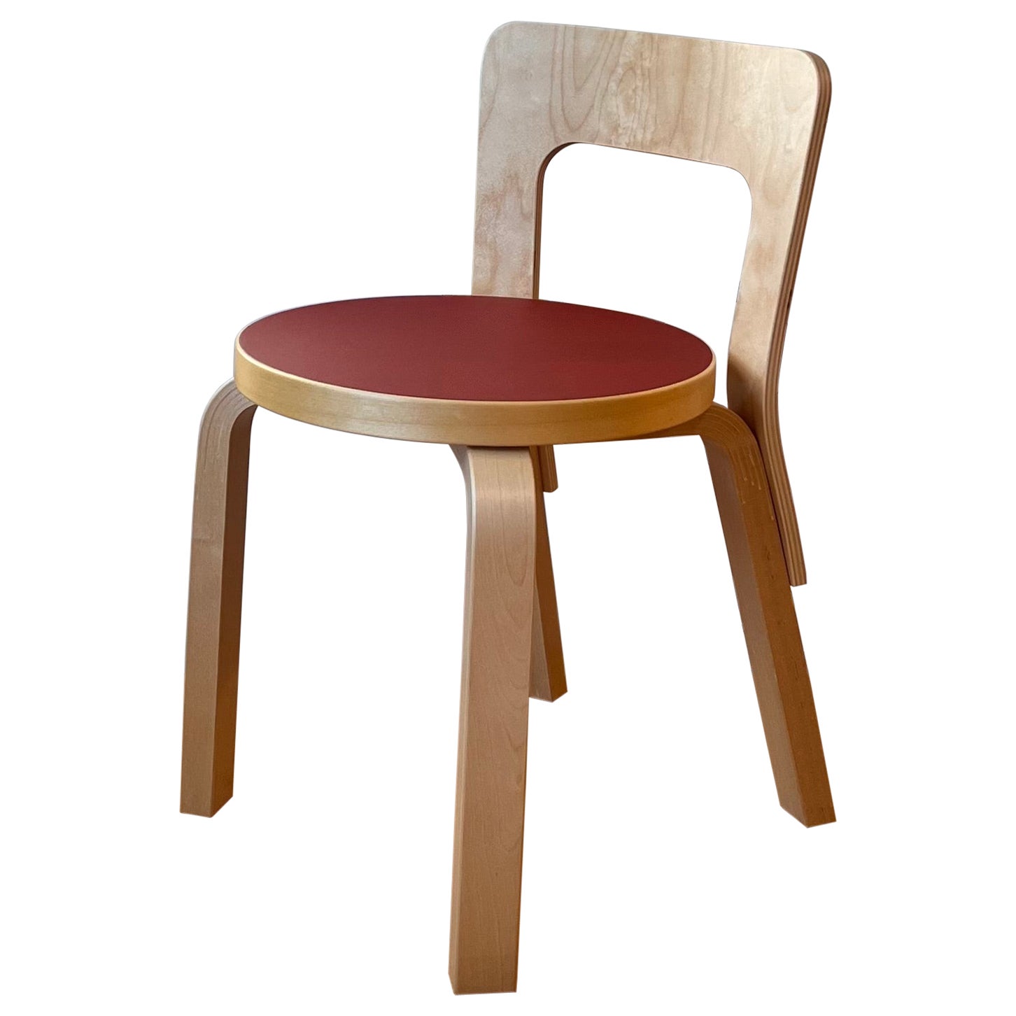 (New Old Stock) Chair N65 by Alvar Aalto for Artek (Red Linoleum)