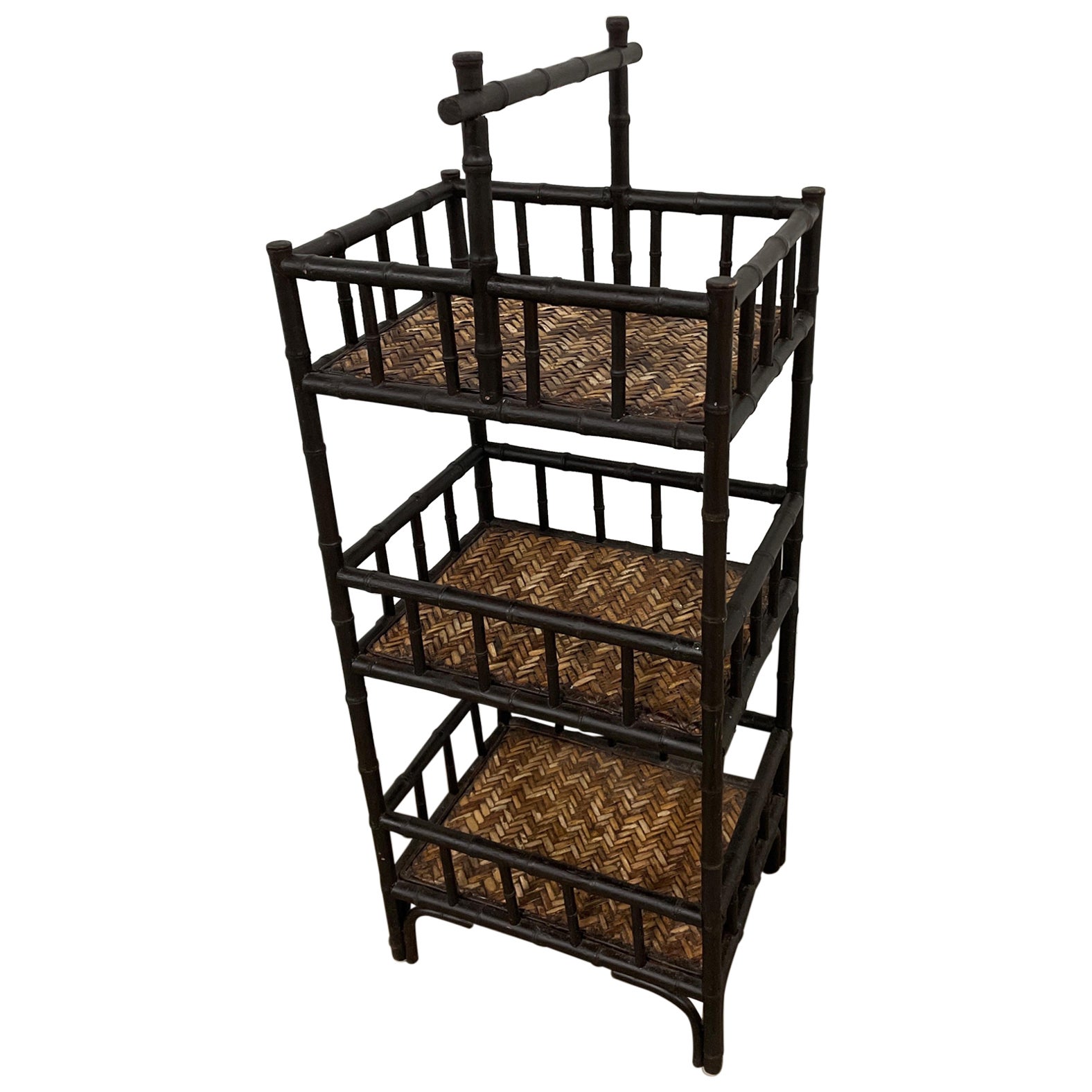 Three Tier Faux Bamboo Storage Shelf For Sale