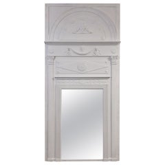 Louis XVI Style White Painted Trumeau Mirror