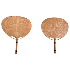 Rare Pair of Large Uchiwa Wall Sconces by Ingo Maurer, Germany, 1973