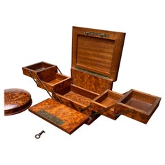 Functional and Stylish Burl / Burr Wood Foldable Jewelry Casket with Round Box