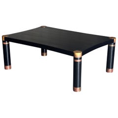 Karl Springer Exotic Leather and Patinated Brass Coffee Table