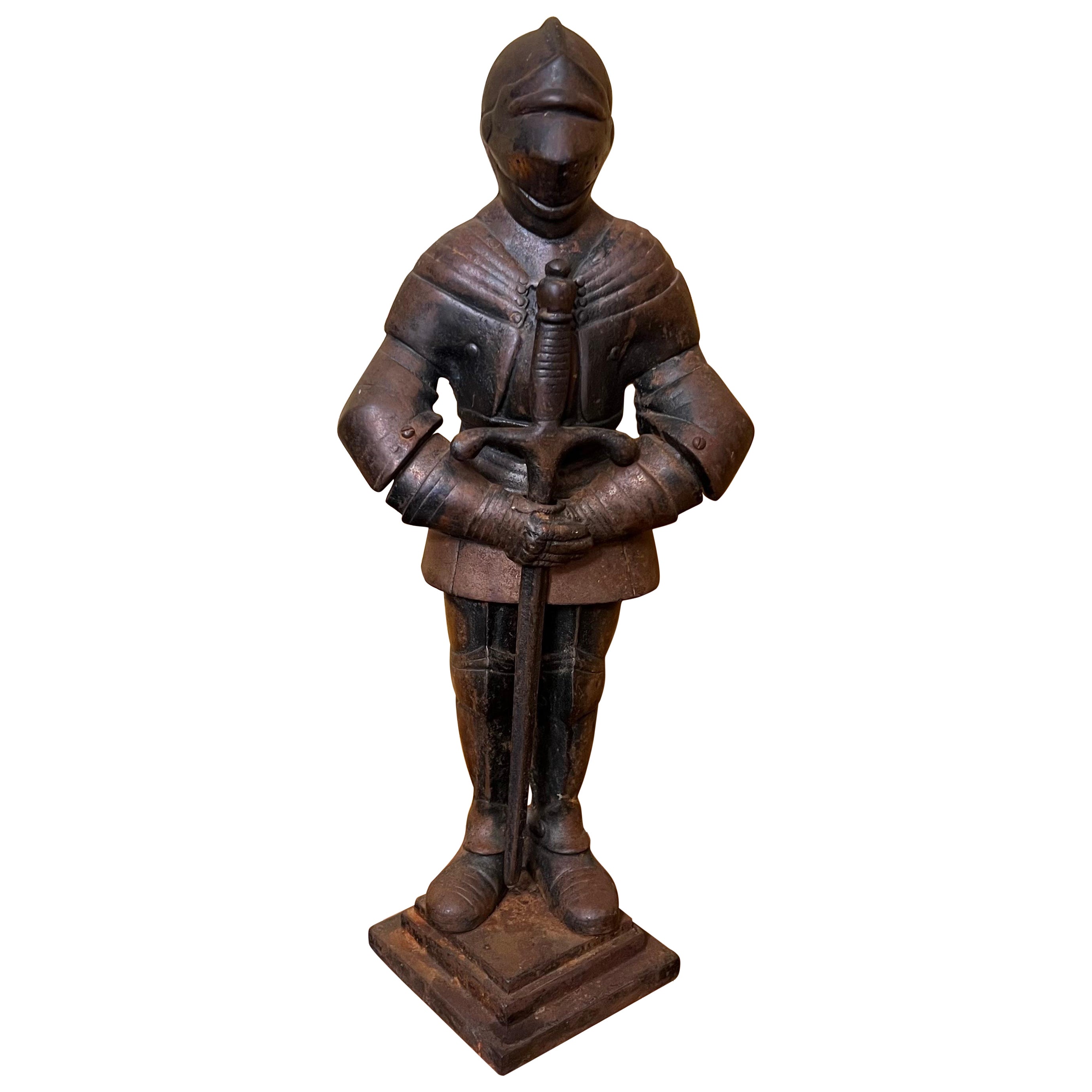 Cast Iron Knight With Sword For Sale