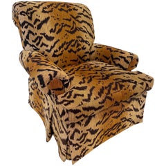 Vintage Scalamandre "Le Tigre" Style Fabric Club Chair Vanguard Furniture