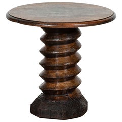 MidC French Elm Corkscrew Pedestal Table