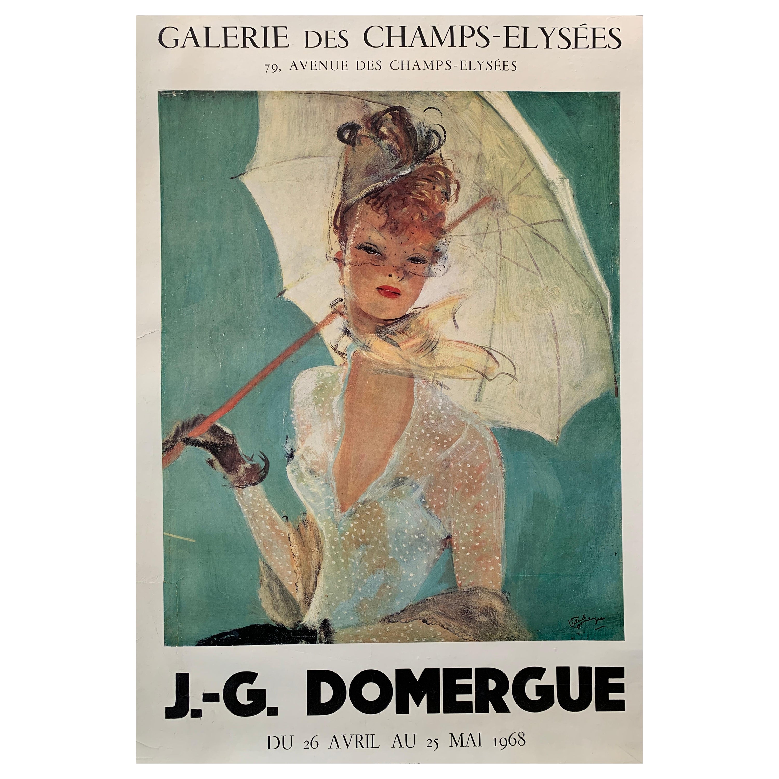 J.G Domergue Galerie des Champs-Elysees Original-Vintage-Ausstellungsplakat