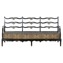 George III Style Sprung Ebonised Oak Parcel Gilt Sofa