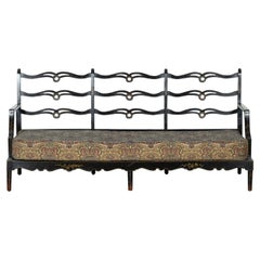 George III Style Sprung Ebonised Oak Parcel Gilt Sofa