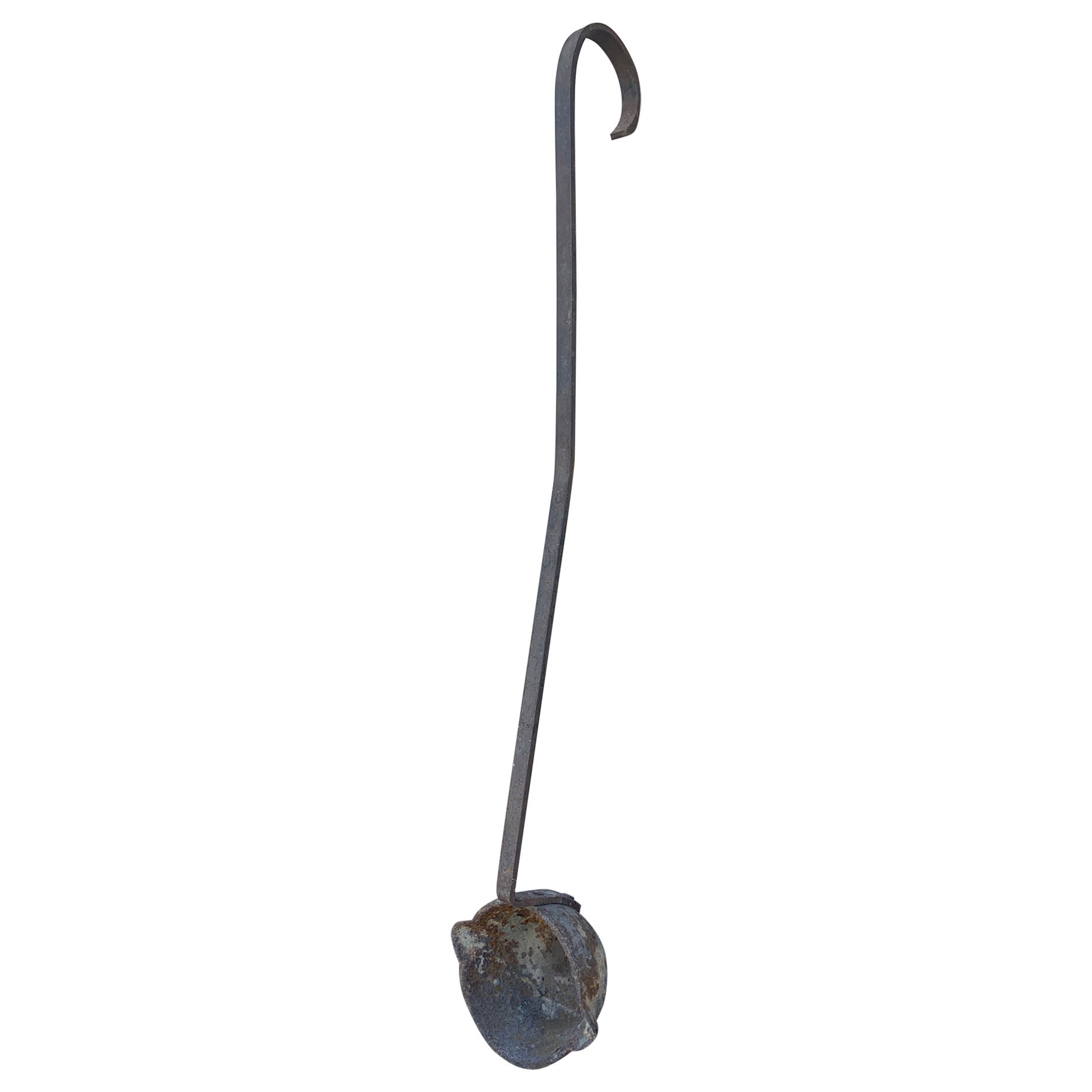 Antique Monumental Hand Forged Iron Commercial Ladle, Early 20th Century