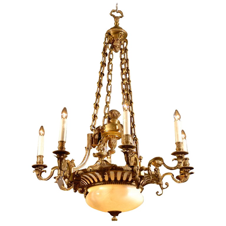 Antique Alabaster Chandelier For Sale at 1stDibs