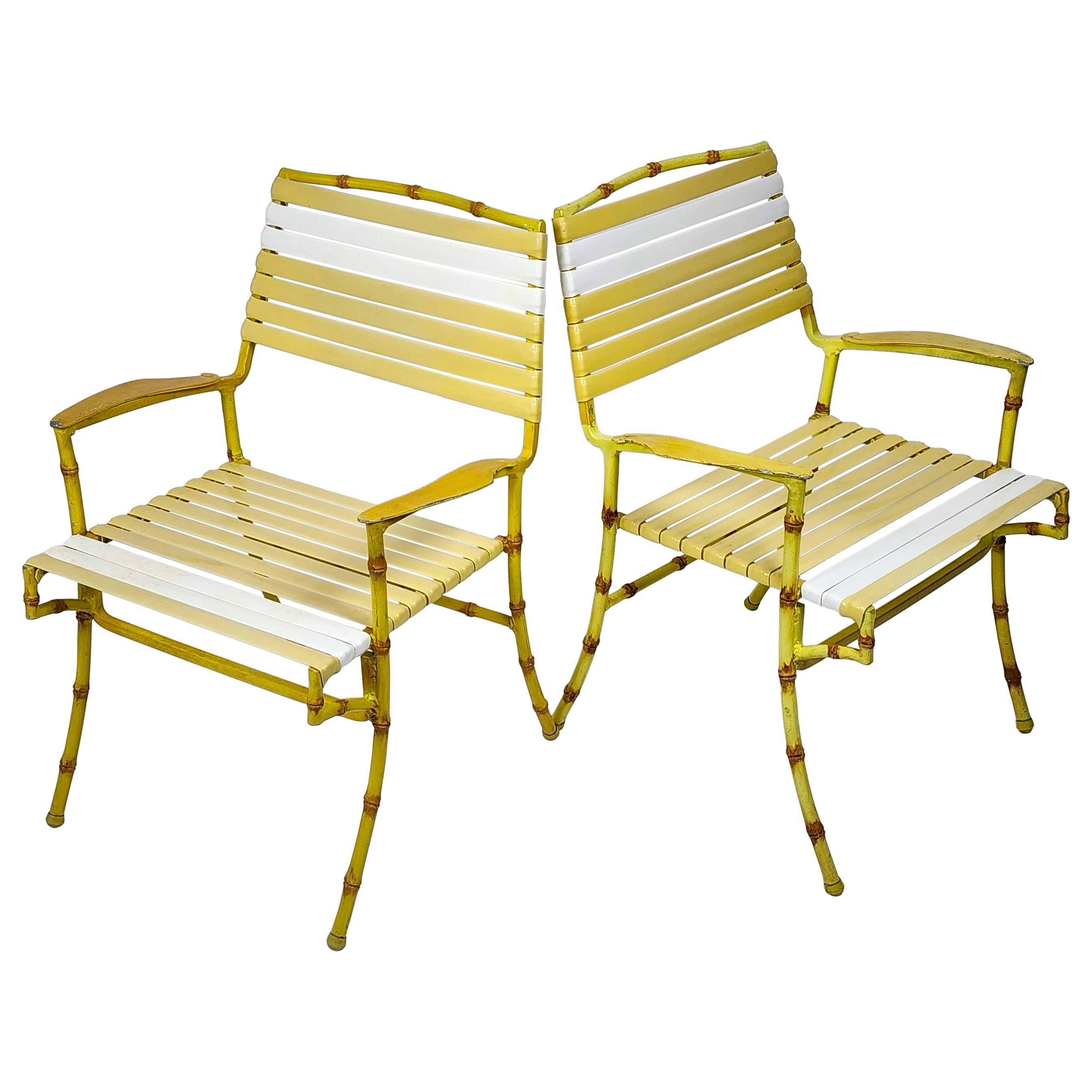 1950s  3  Outdoor Faux Bamboo Patio Chair made of Thick Casted Aluminium , USA  For Sale