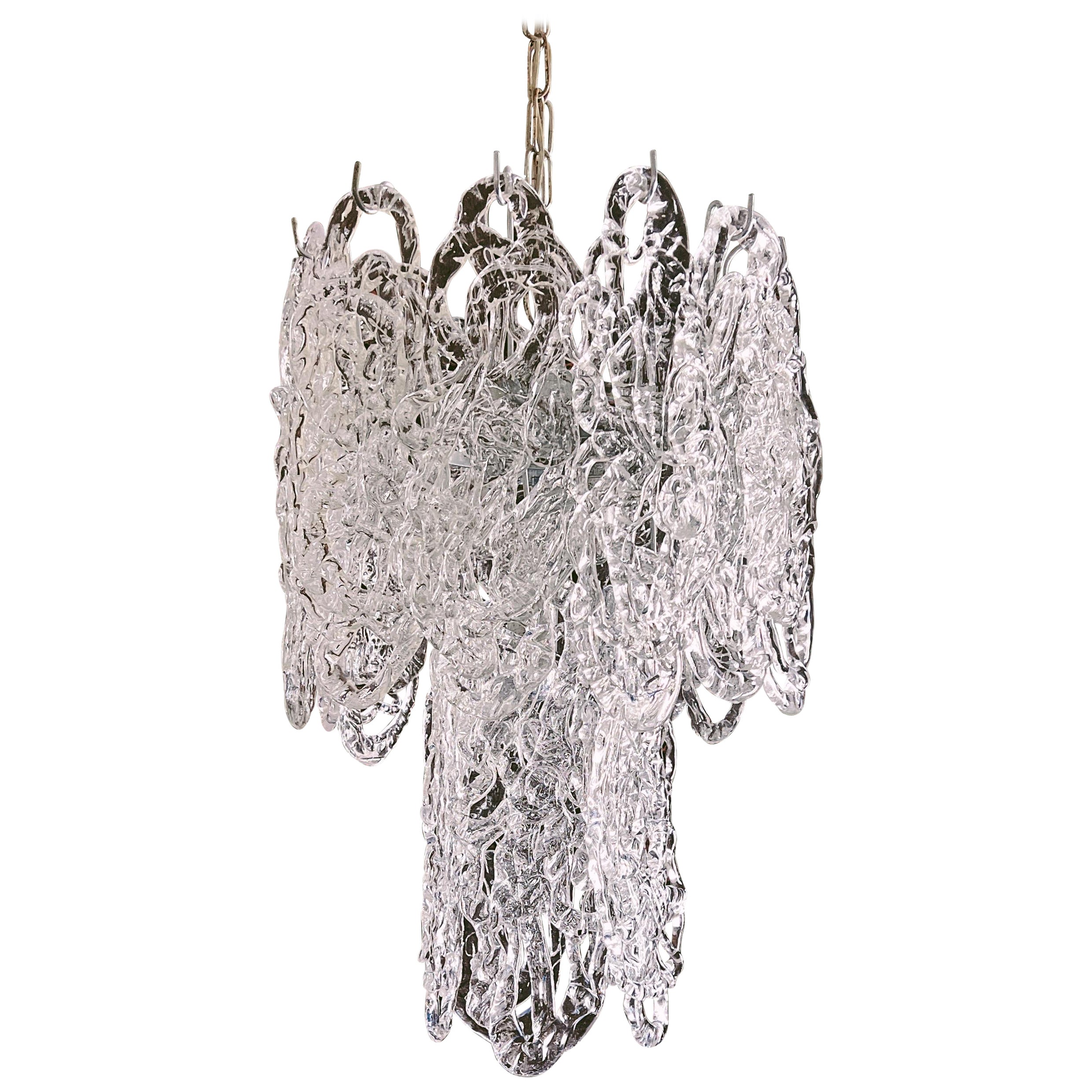 1960s Murano glass chandelier in model "Ragnatela" by mazzega For Sale