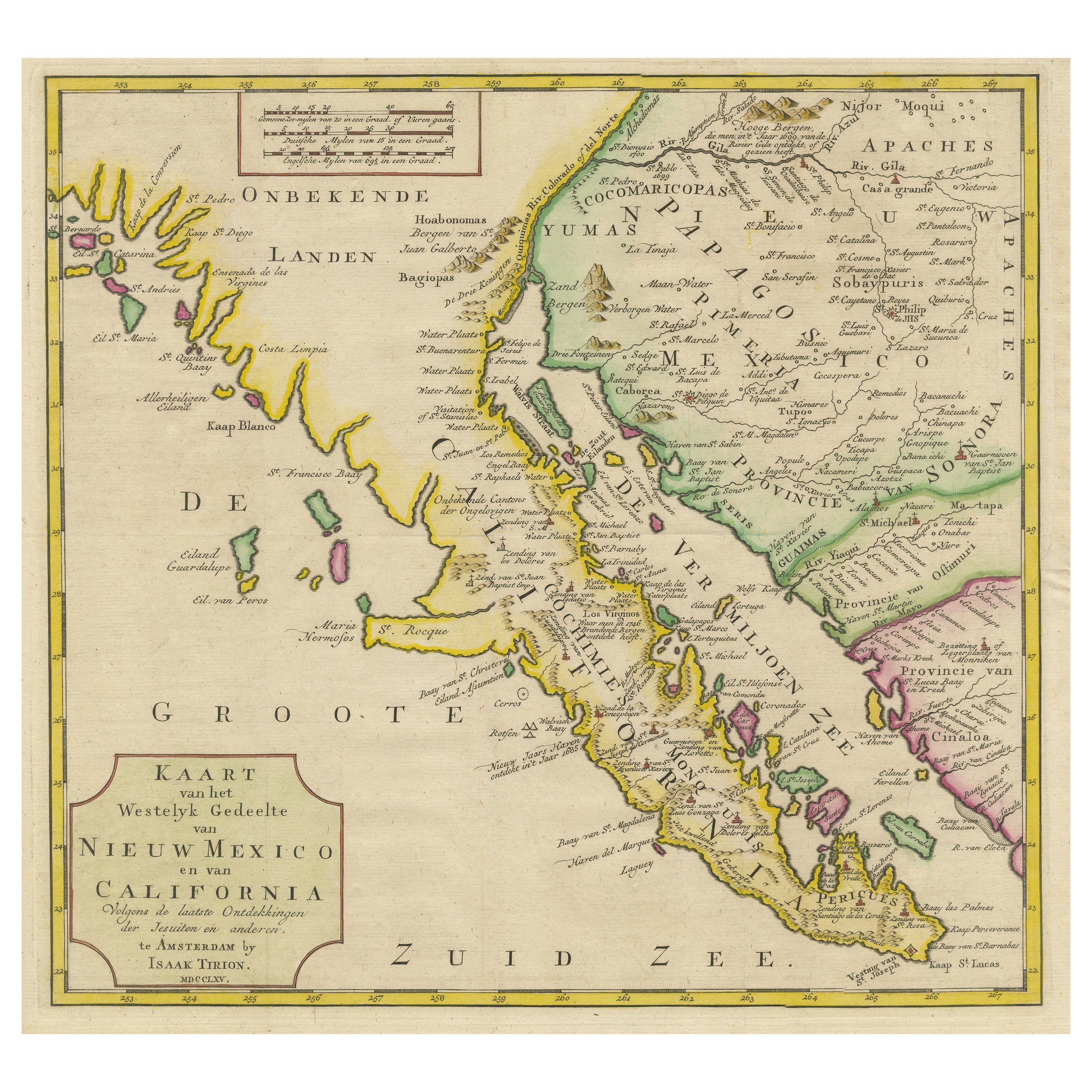 Mapa antiguo de Baja California y partes de Alta California, Arizona y Sonora