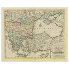 Carte ancienne de Grèce, de Turquie et de ses environs avec coloration d'origine
