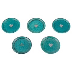 Wilhelm Kåge for Gustavsberg. Set of five Argenta ceramic bottle coasters.