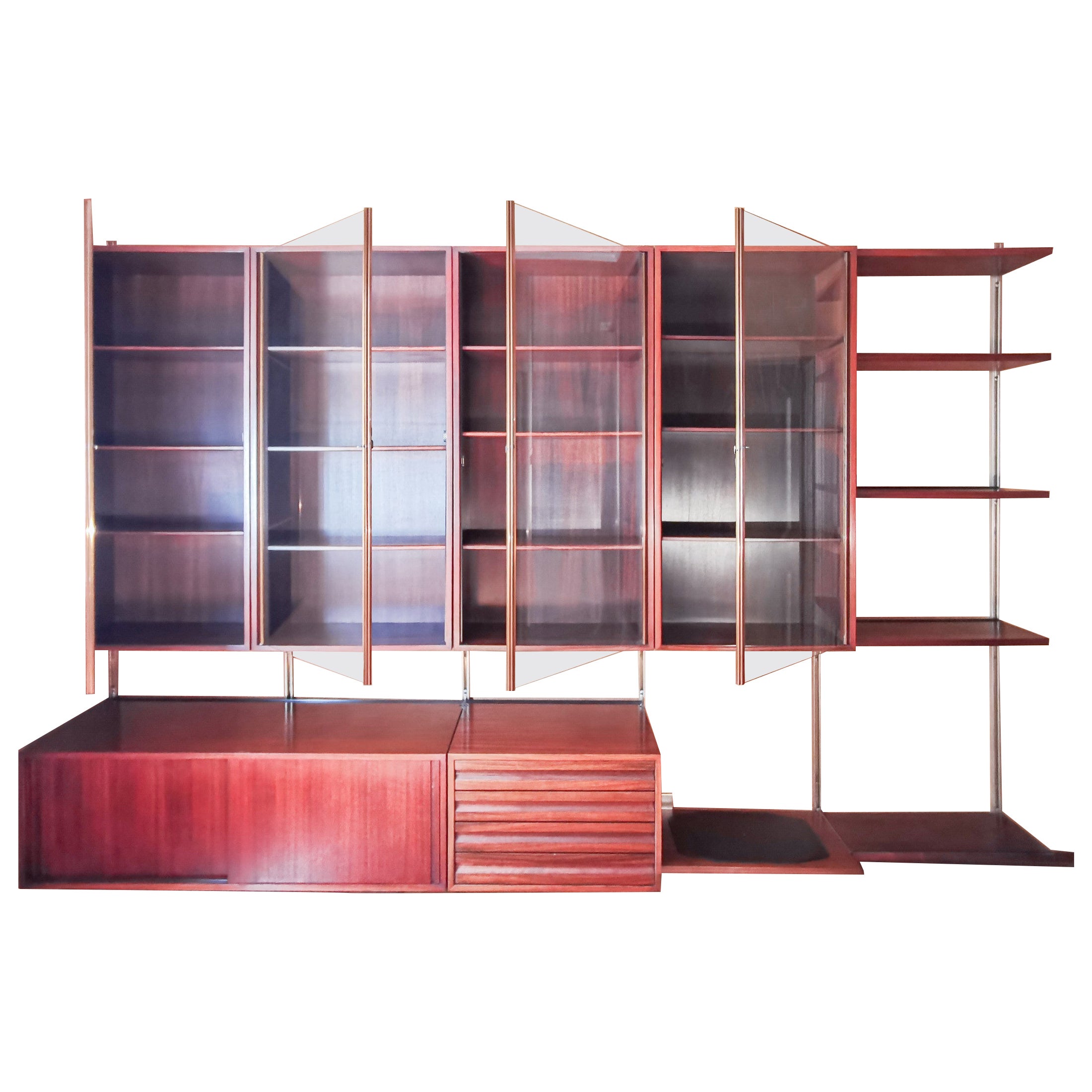 Libreria modulare E22, design Osvaldo BORSANI per Tecno. Anni 50
