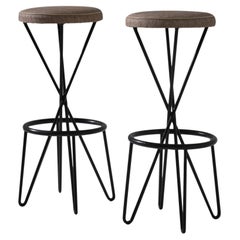 Vintage Set of two French Hairpin legged bar stools, 1950s