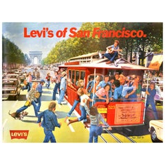 Original Retro Fashion Advertising Poster Levis Of San Francisco Jeans Denim