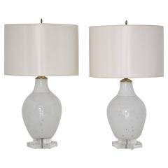 Pair of Mid-Century Blown Glass Table Lamps by Alfredo Barbini